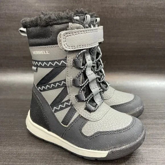 Merrell Snow Crush 2.0 Waterproof Boots Youth Toddler Kids Size 6 Black Shoes - Picture 2 of 10